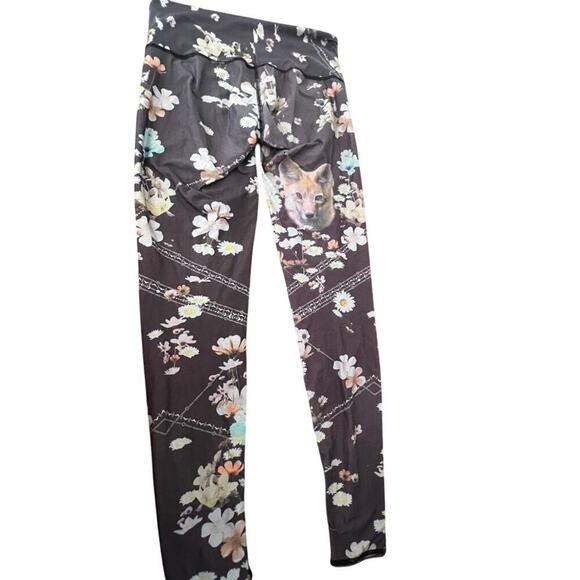 Teeki Flowers and Fox leggings size medium yoga lounge stretchy flattering light - Picture 4 of 5